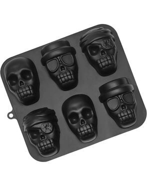 JETKONG Skull Silicone Cake Mold 6 Cavity Halloween Baking Chocolate NEW